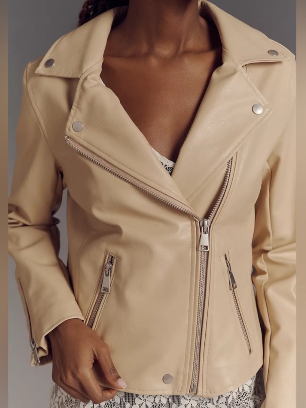 Anthropologie the Saige Women’s tan Faux Leather Moto Jacket